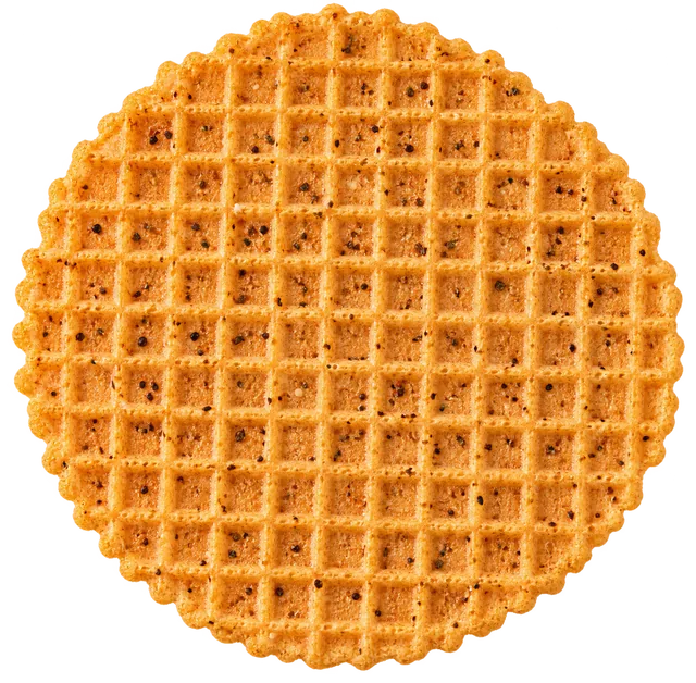 Jeden wafel z bliska — widoczna faktura i przyprawy